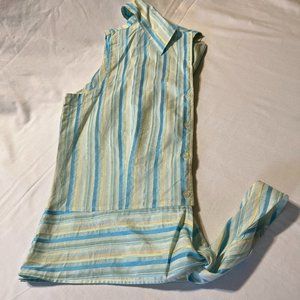 Harve Benard Cotton Sleeveless Button Down Top with Tie Front XL